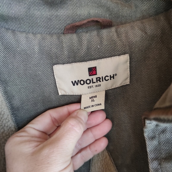 Woolrich 💙 Dorrington Twill Sherpa Lined Barn Trucker Jacket Dark Shale Coat XL - Picture 6 of 12